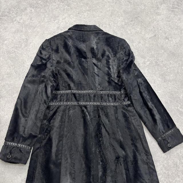 Black faux ponyhair fur peacoat coat