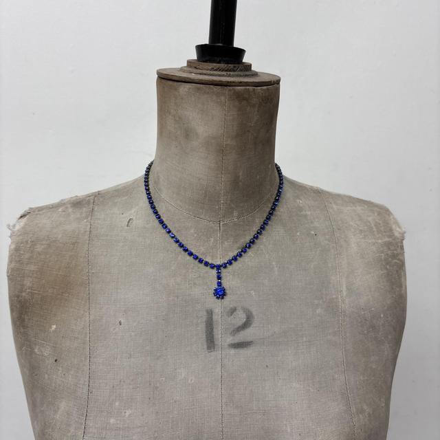 Y2K tennis necklace blue diamond