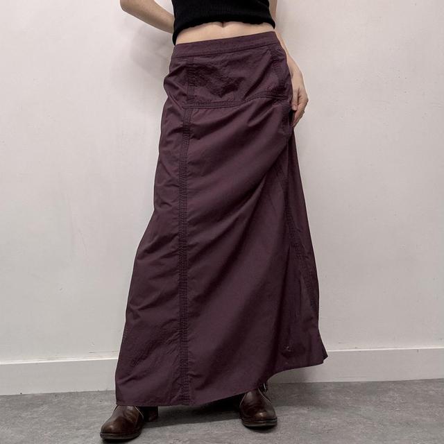 Purple pleated cargo maxi skirt