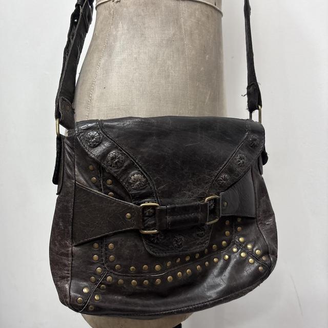 Studded brown leather bag
