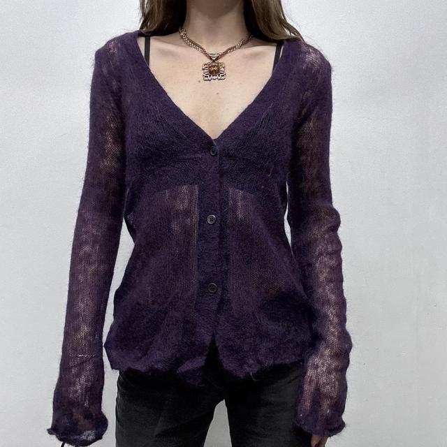 Sheer mohair Miu Miu flare cardigan