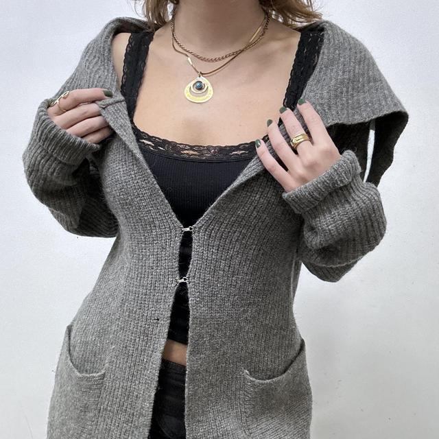 Grey knitted slouchy cardigan