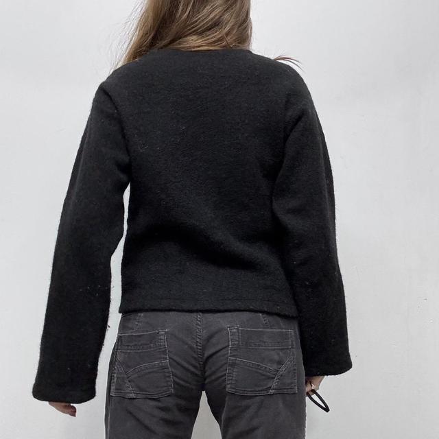 Black boiled wool boxy slouchy knit jumper