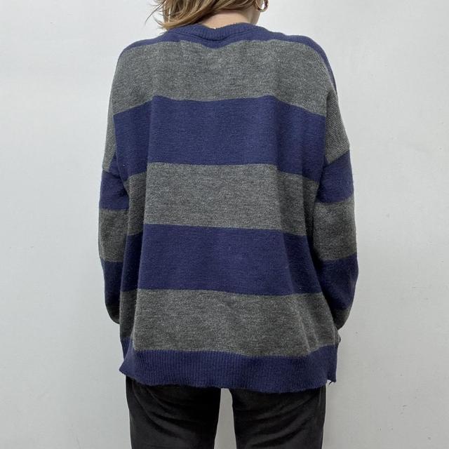 Oversized striped wool knit jumper