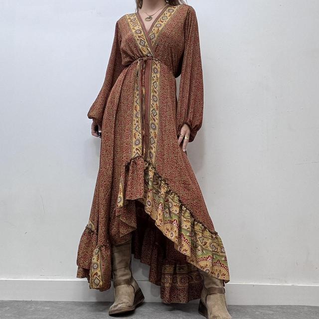 Draped floaty oversized printed maxi dress