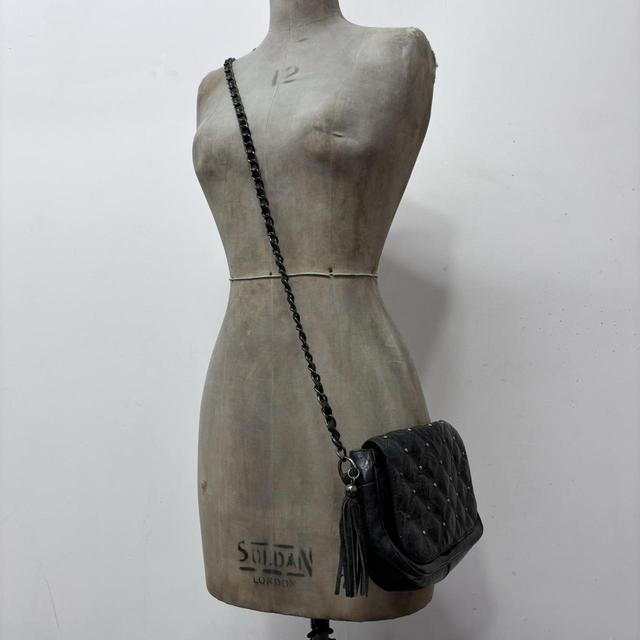 Black leather studded bag