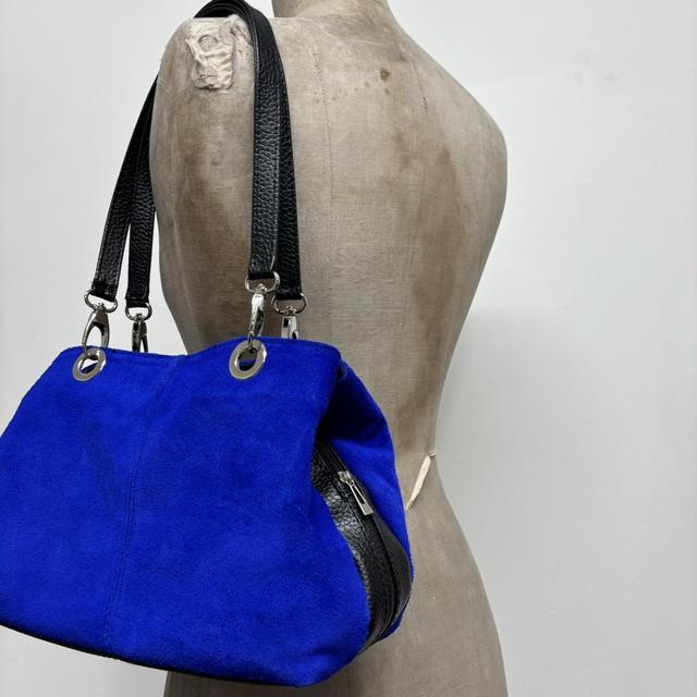 Blue suede shoulder bag