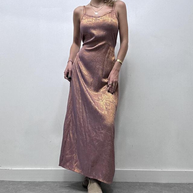 Metallic embossed print maxi dress