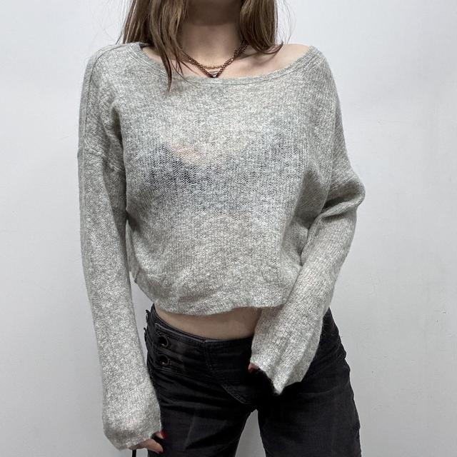 Sheer mohair knit cropped jumper