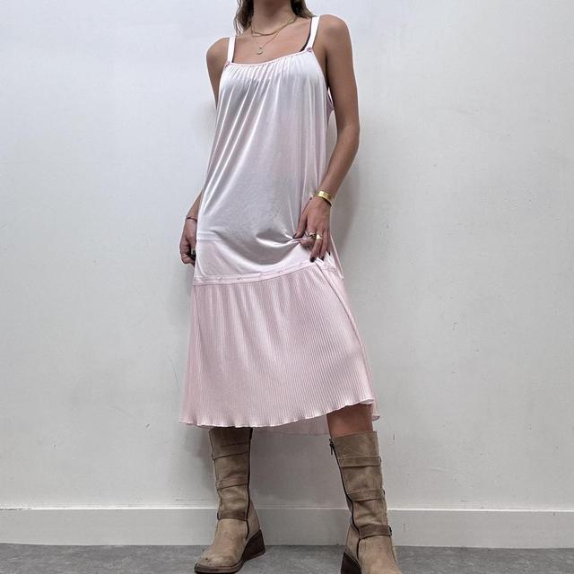 Sheer pleated lace slip dress