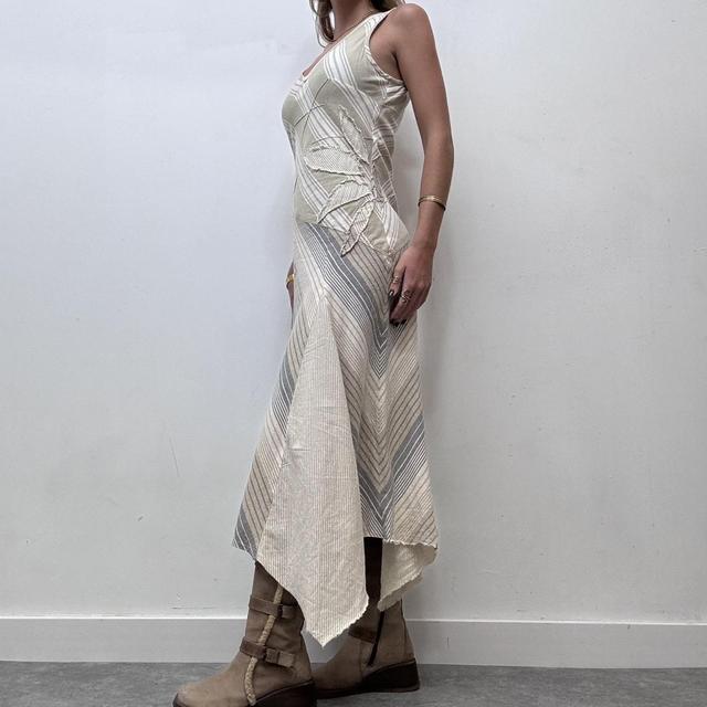Prinstripe asymmetrical linen dress
