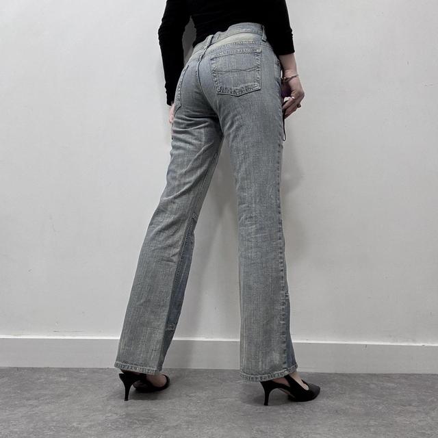 Distressed denim patchwork jeans