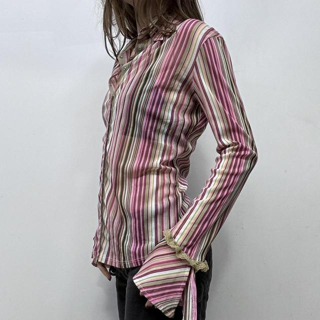 Office pinstripe flared grunge shirt