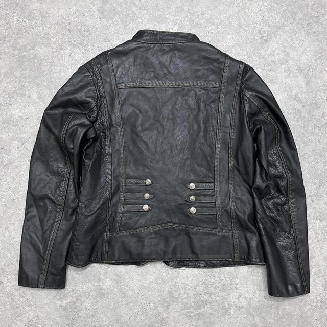 Vintage black leather biker jacket