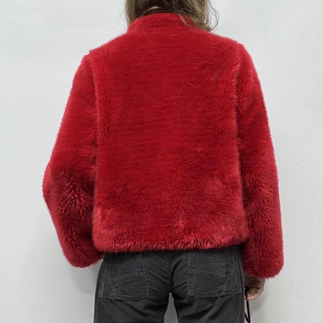 Red faux fur jacket