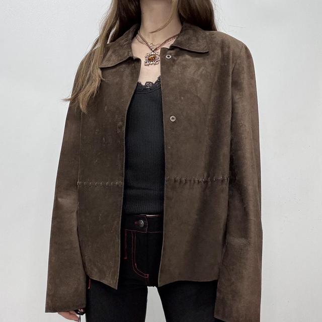 Brown suede boxy blazer