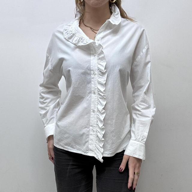 White ruffle coquette shirt