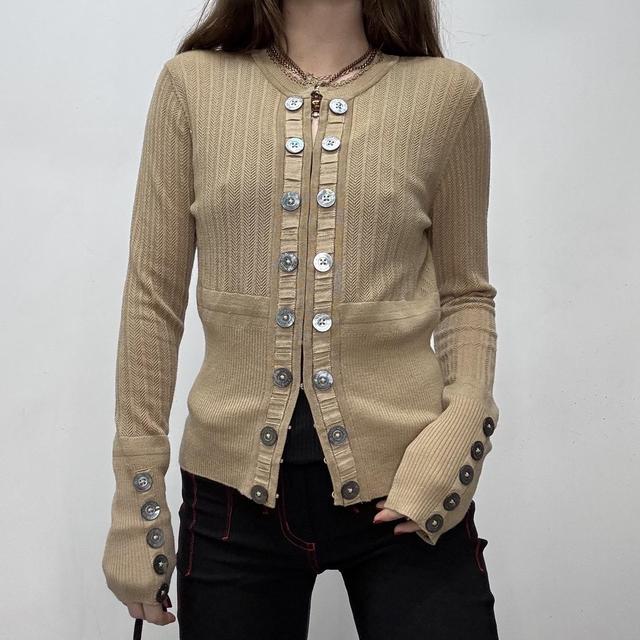 Tan knit button cardigan
