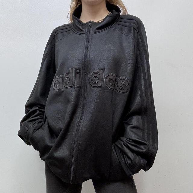 Black oversized adidas zip up jacket