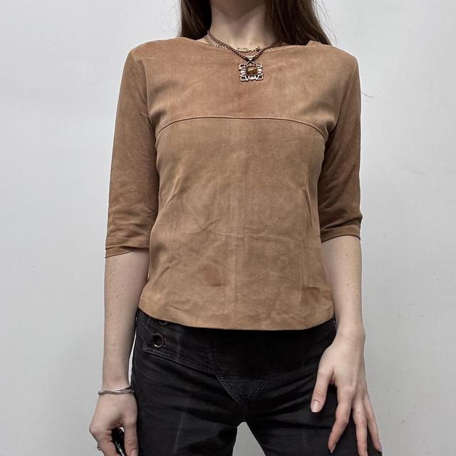 Tan suede fitted top