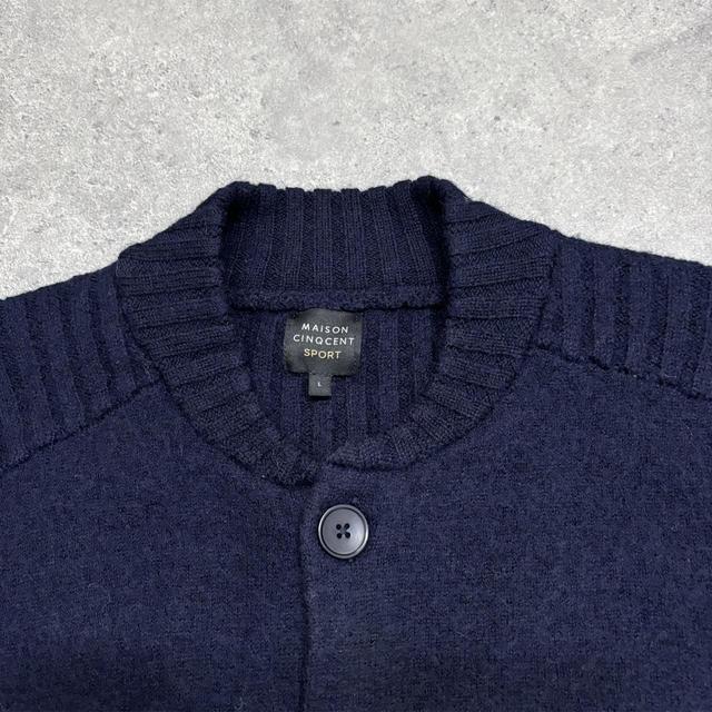 Navy crew neck wool cardigan
