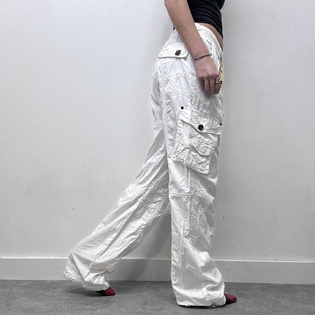 White y2k cargo wide leg pants