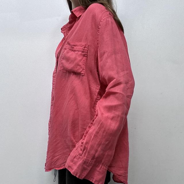 Oversized slouchy pink linen shirt