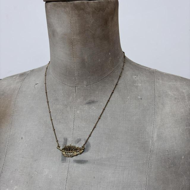 Gold feather hippie pendant