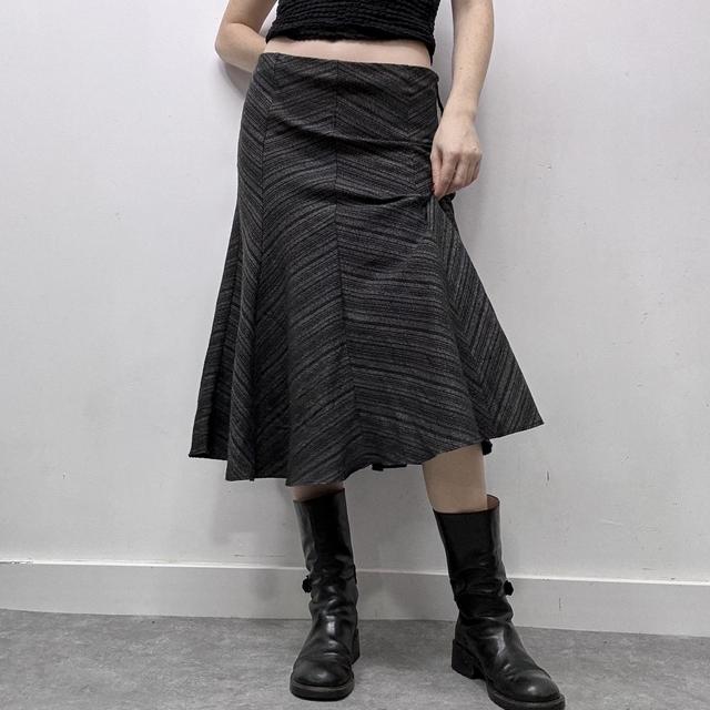 Pinstripe diagonal midi skirt