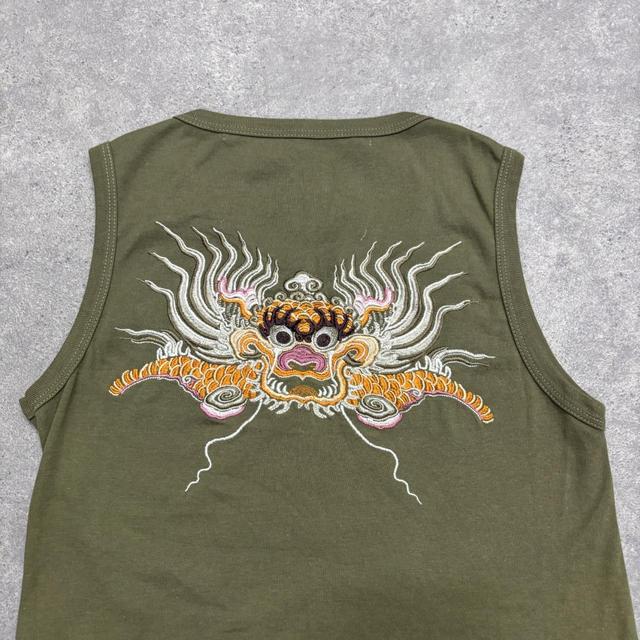 Khaki graphic embelsihed vest