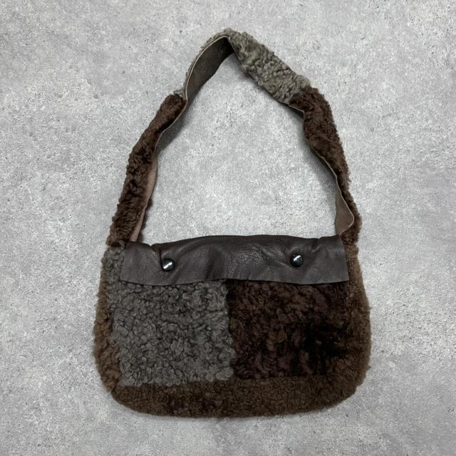Brown sheepskin fur bag