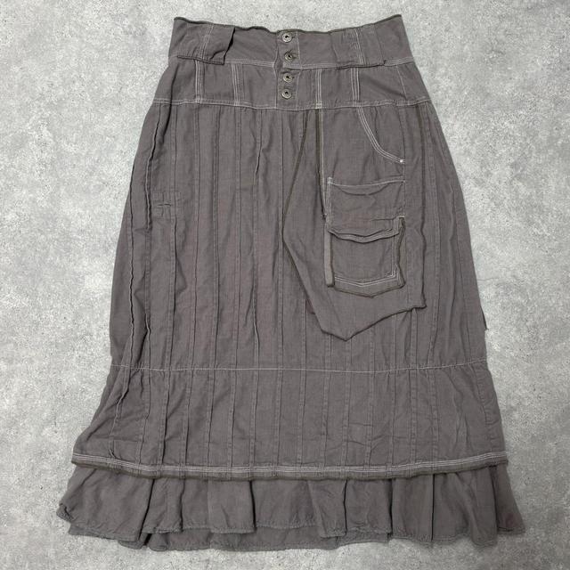 Pinstripe archival cargo maxi skirt