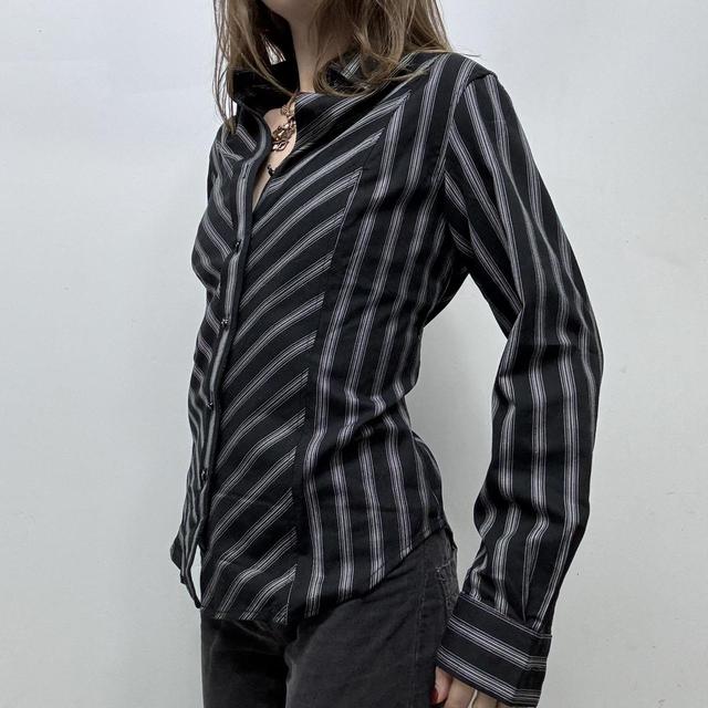 Office pinstripe flared grunge shirt
