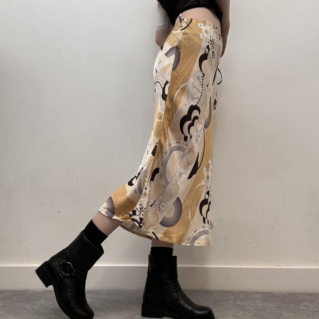 Floaty silky flare print skirt