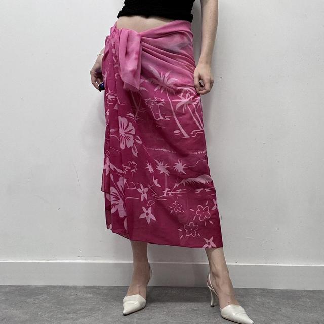 Vintage tropical patterned wrap sarong skirt