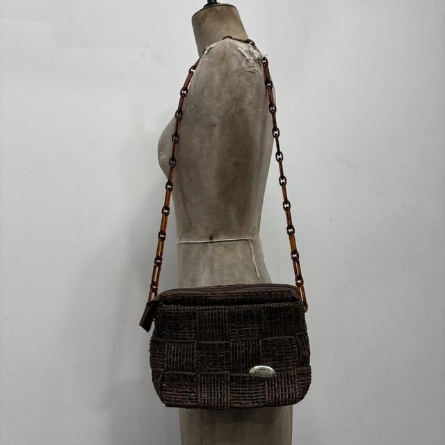 Brown woven crossbody bag