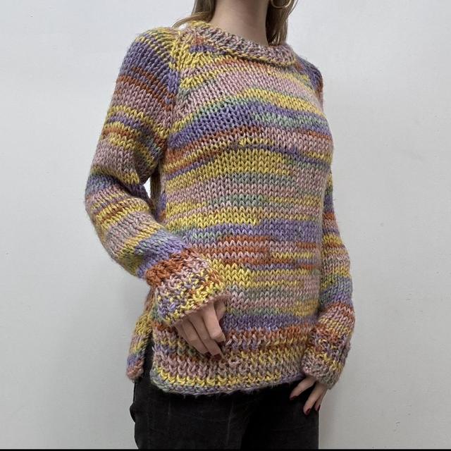Colourful knitted rainbow jumper
