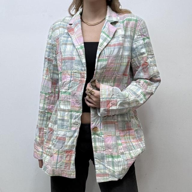 Checked patchwork blazer jacket