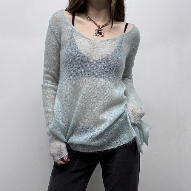 Sheer knit mohair slouchy jumper