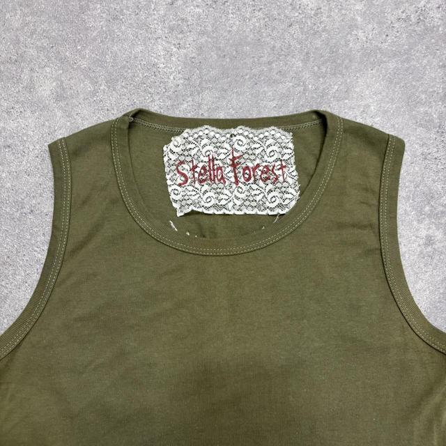 Khaki graphic embelsihed vest