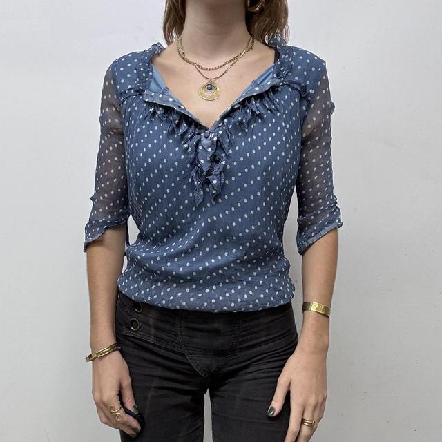 Vintage polka dot sheer silk blouse