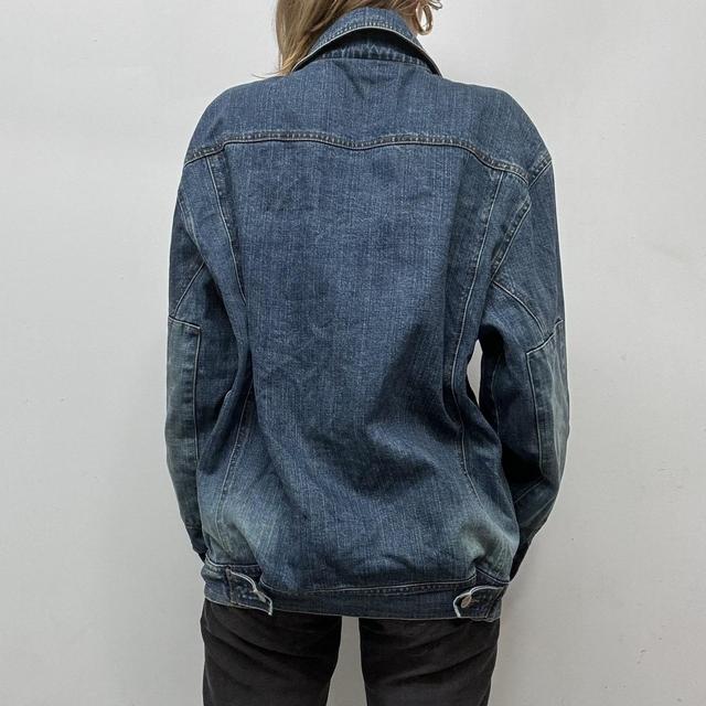 Oversized distressed denim jacket