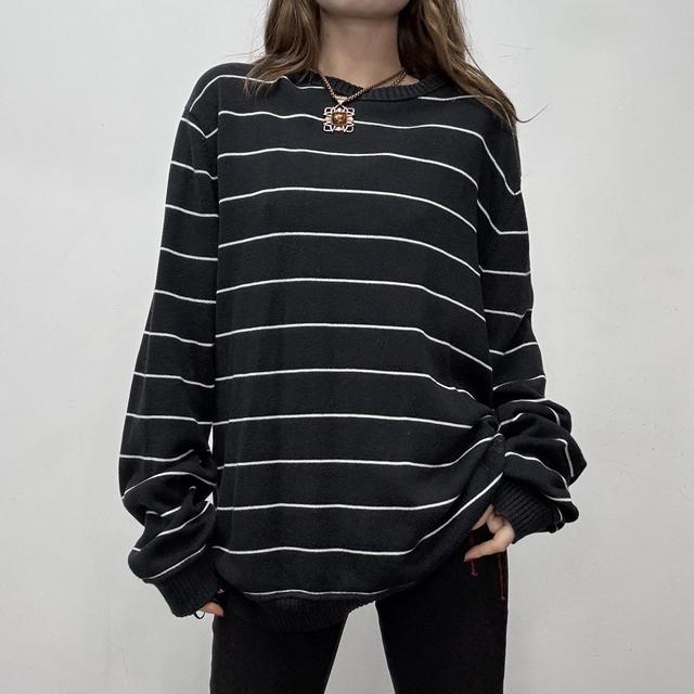 Black chunky knit pinstripe jumper