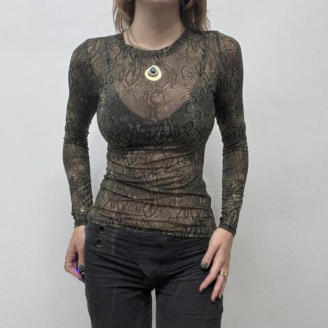 Sheer grunge mesh snake tshirt