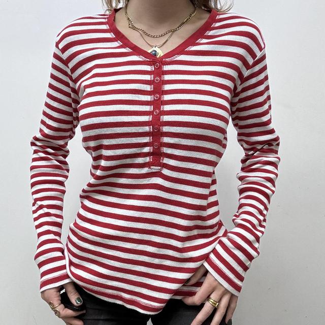 Ribbed stripe slouchy T-shirt
