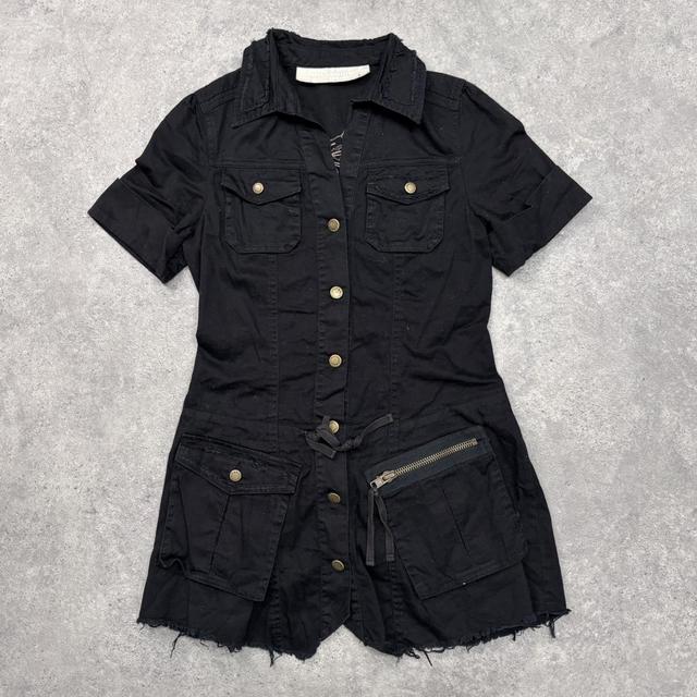 Black cargo mini dress