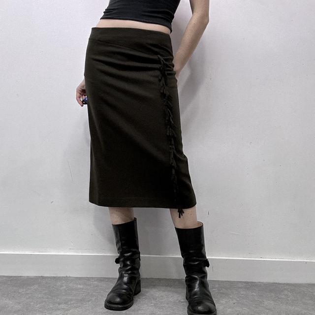 Khaki aline wool skirt