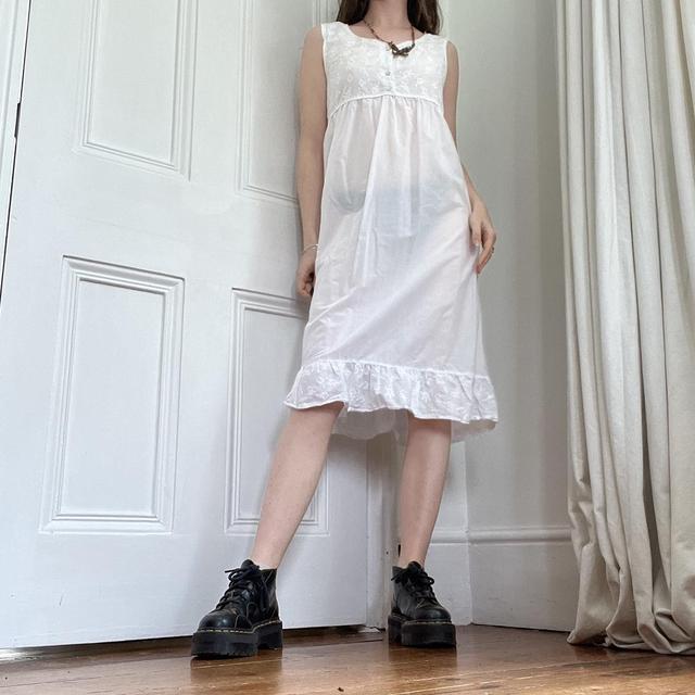 White cotton midi summer dress