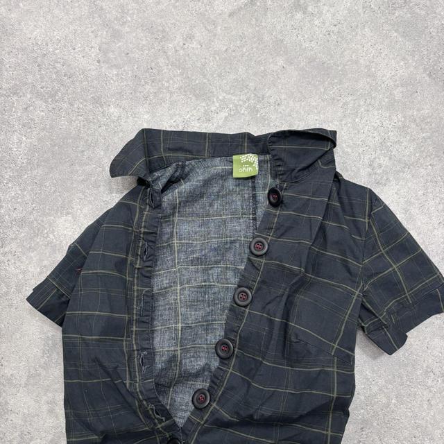 Pinstripe checked fitted shirt dress