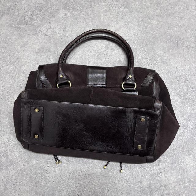 Dark brown suede pocket shoulder bag